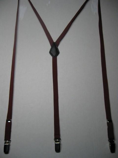 1/2' wide "Y" Style. SIZES: Toddlers thru Adults $5.75 to $7.75. (25"- 48" long) All Straps are stretchable Cotton/Polyester Hand Washable-Hang to Dry Material with 3 strong High Polished CHROME GRIPS with Nylon Teeth and 2 CHROME Adjusters in the Front and Genuine Leather Patch on back. All of our Suspenders are U.S Made. Y-PI460N-D1C